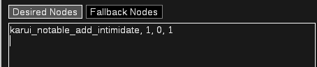 Path of Building desired nodes box with intimidate set to one