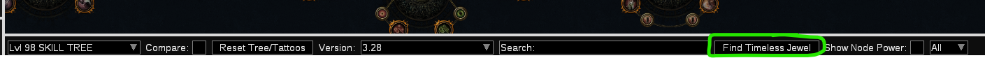 Path of Building Find Timeless Jewel button