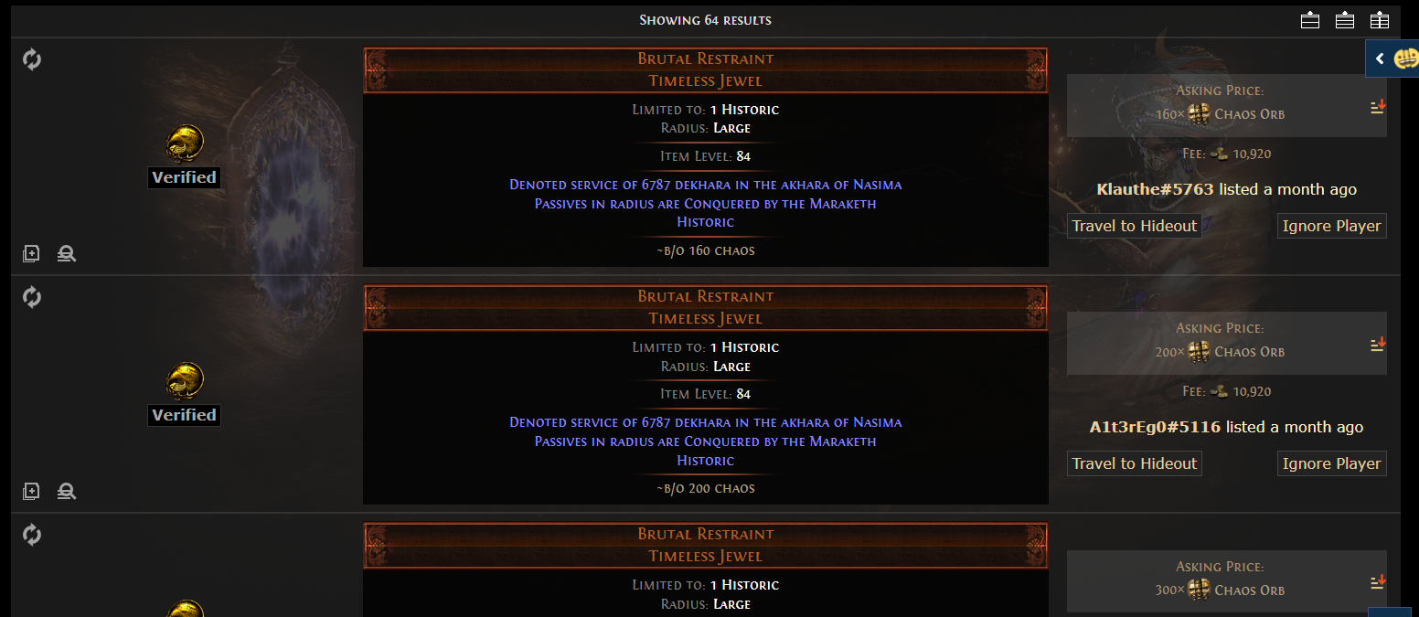 PoE Trade timeless jewel seed filter from Path of Building